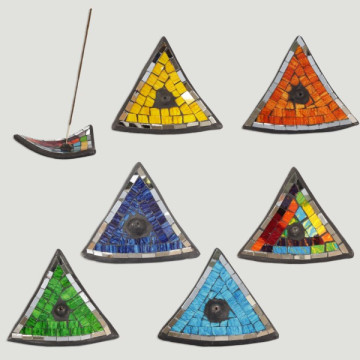 Triangle terracotta incense holder 14x12cm