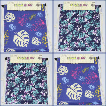 Gancho 09, Mochila con cuerda - color: Surtido y Diseño hojas