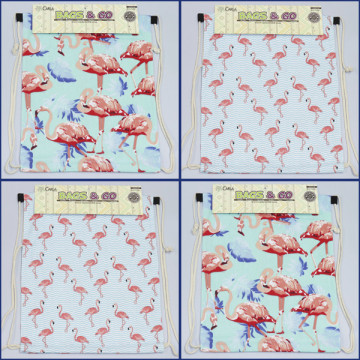 Gancho 11, Mochila con cuerda - color: Surtido y Diseño  de flamencos