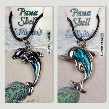 Hook 57 - Abalone pendant with cord. Model: dolphin.