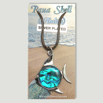 Hook 58 – Abalone Pendant with cord. Model: fish.