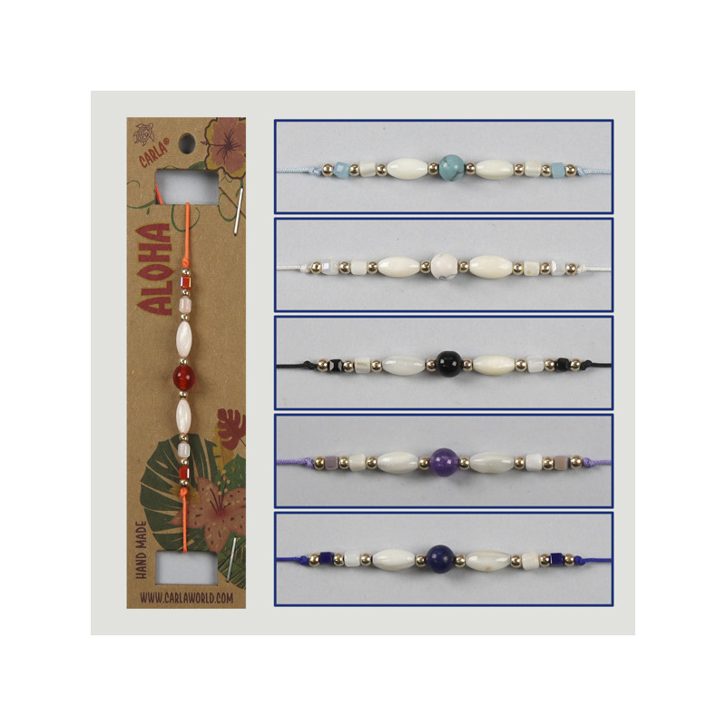 Hook 61. Adjustable bracelet. Model: mineral and mother of pearl Hook 61. Adjustable bracelet. Model: mineral and mother of pearl