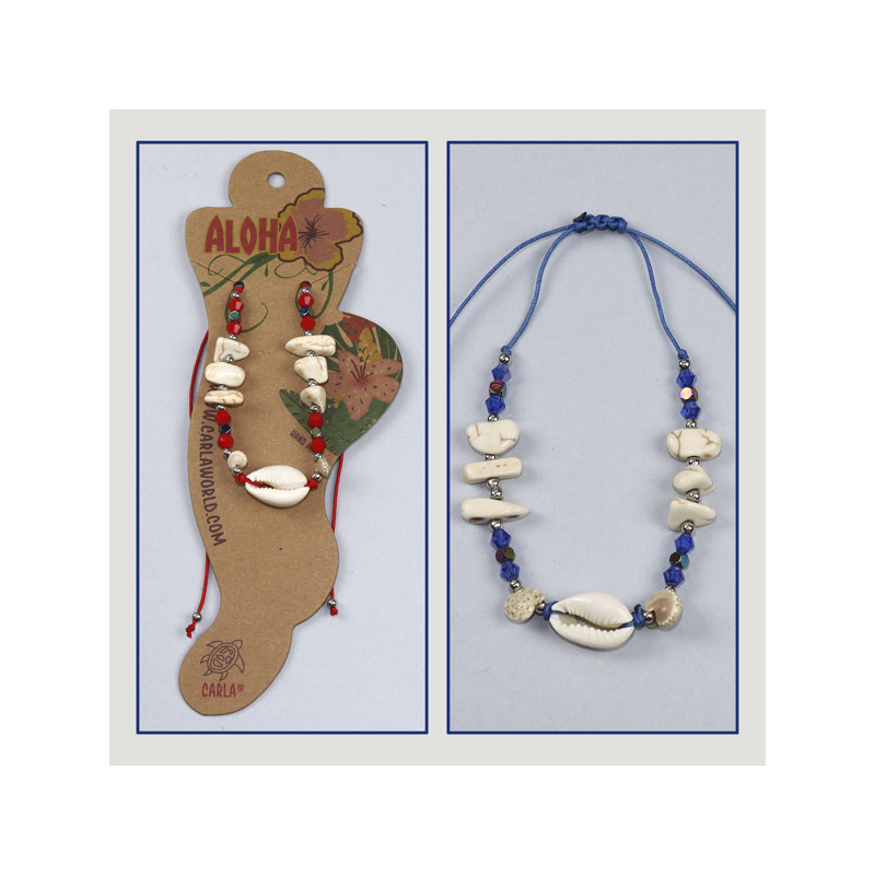 Hook 79. Adjustable anklet. Model: cypraea and mother of pearl Hook 79. Adjustable anklet. Model: cypraea and mother of pearl