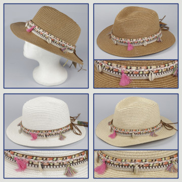 Crochet 22 - Couleur chapeau : Ocre avec ruban indigène – Crème avec ruban indigène – Blanc avec ruban indigène