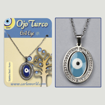 Hook 18. Silver steel pendant with zircons. Turkish eye