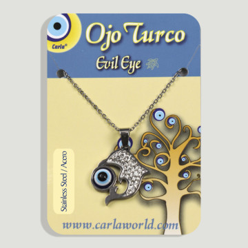 Hook 20. Silver steel pendant with zircons. Turkish eye