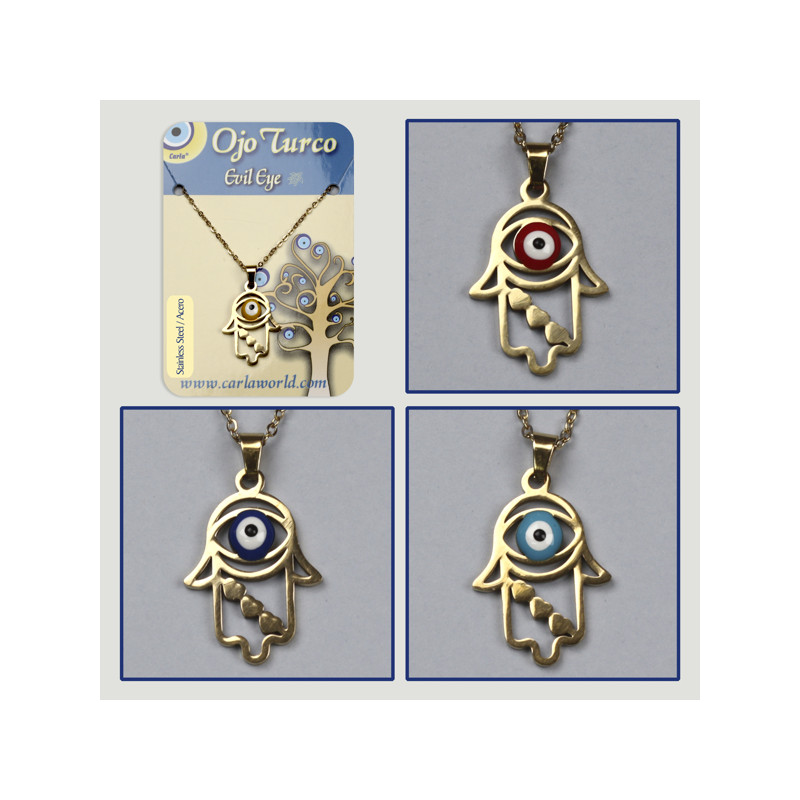 Crochet 23. Pendentif en acier doré. Oeil turc Crochet 23. Pendentif en acier doré. Oeil turc