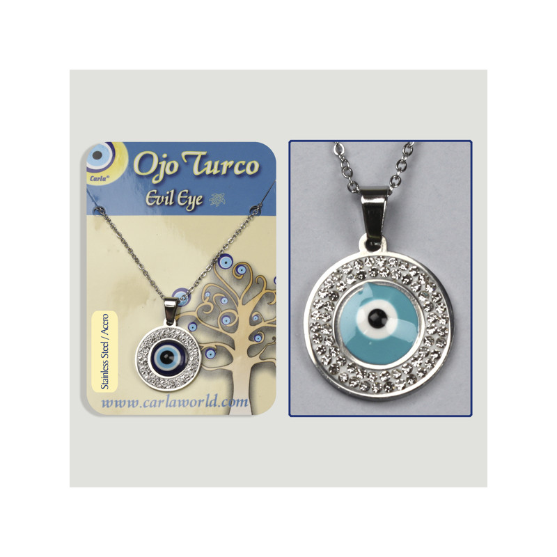 Hook 24. Silver steel pendant with zircons. Turkish eye Hook 24. Silver steel pendant with zircons. Turkish eye