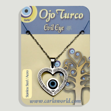 Hook 28. Silver steel pendant with zircons. Turkish eye