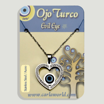 Hook 28. Silver steel pendant with zircons. Turkish eye