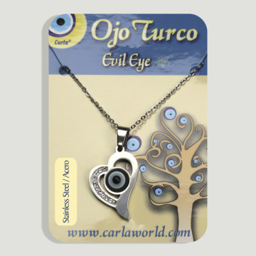 Hook 32. Silver steel pendant with zircons. Turkish eye