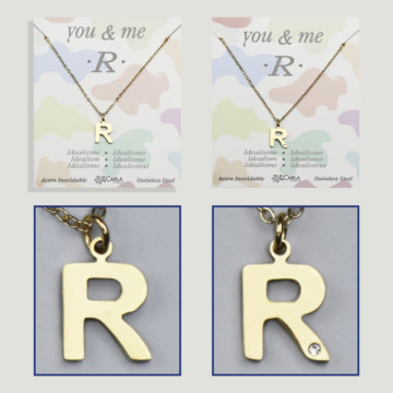 Reabastecimento - You & Me - Letra R - Aço Dourado. 7/8 mm