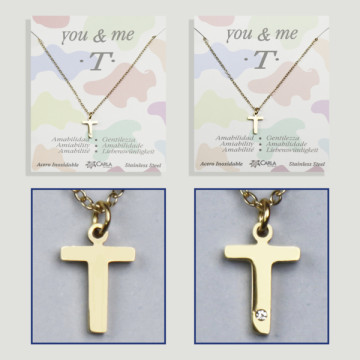 Replenishment - You & Me - Letter T - Golden Steel. 7/8mm