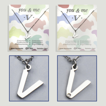 Replenishment - You & Me - Letter V - Silver Steel. 7/8mm