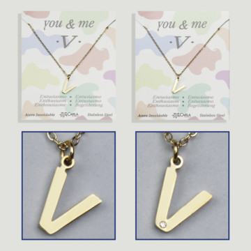 Replenishment - You & Me - Letter V - Golden Steel. 7/8mm