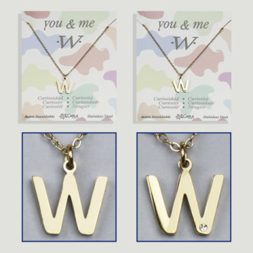 Replenishment - You & Me - Letter W - Golden Steel. 7/8mm