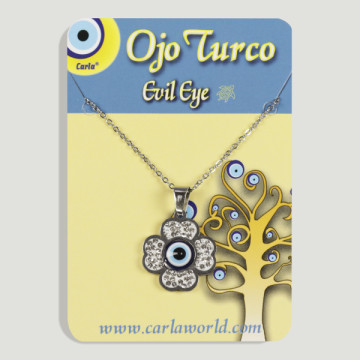 Hook 22. Silver steel pendant with zircons. Turkish eye