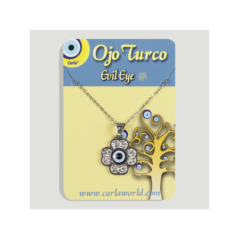 Crochet 22. Pendentif en acier argenté avec zircons. Oeil turc Crochet 22. Pendentif en acier argenté avec zircons. Oeil turc