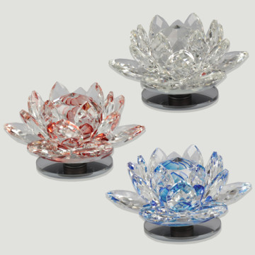 Crystal flower with rotating base. Assorted colors. 12X7cm