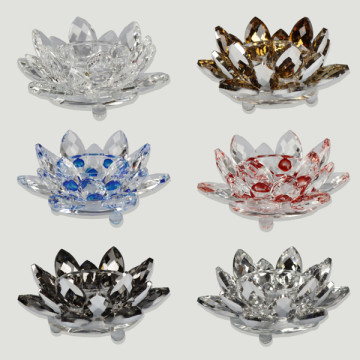 Crystal flower candle holder. Assorted colors. 11x5.5cm