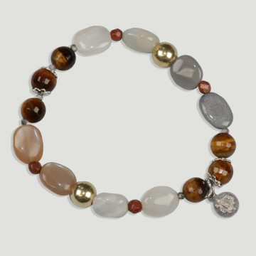 FOREST Bracelet Golden silver. Moonstone, assorted minerals