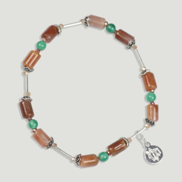 FOREST Silver Bracelet. Aventurine, Orange Rutile Quartz