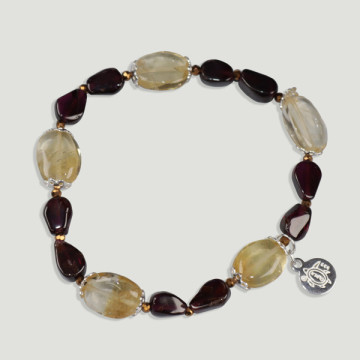 FOREST Silver Bracelet. Garnet and Citrine