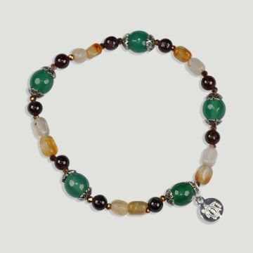 FOREST Silver Bracelet. Aventurine, Garnet and Carnelian