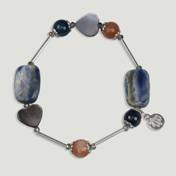 SKADE Silver Bracelet. Minerals and heart Nacre
