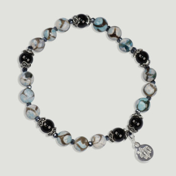 SKADE silver bracelet. Agate, Onyx and Crystal