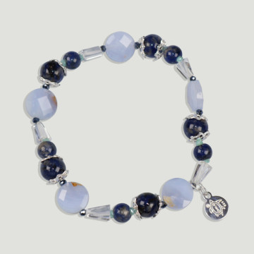 SKADE Silver Bracelet. Sodalite and Chalcedony