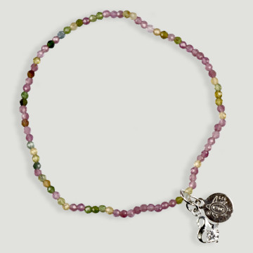 Bracelet FOREST en argent. Tourmaline et perles multicolores.