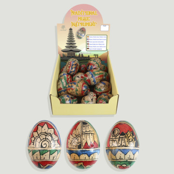 TRADITIONAL MUSIC INSTRUMENT. Painted egg maraca. 7cm