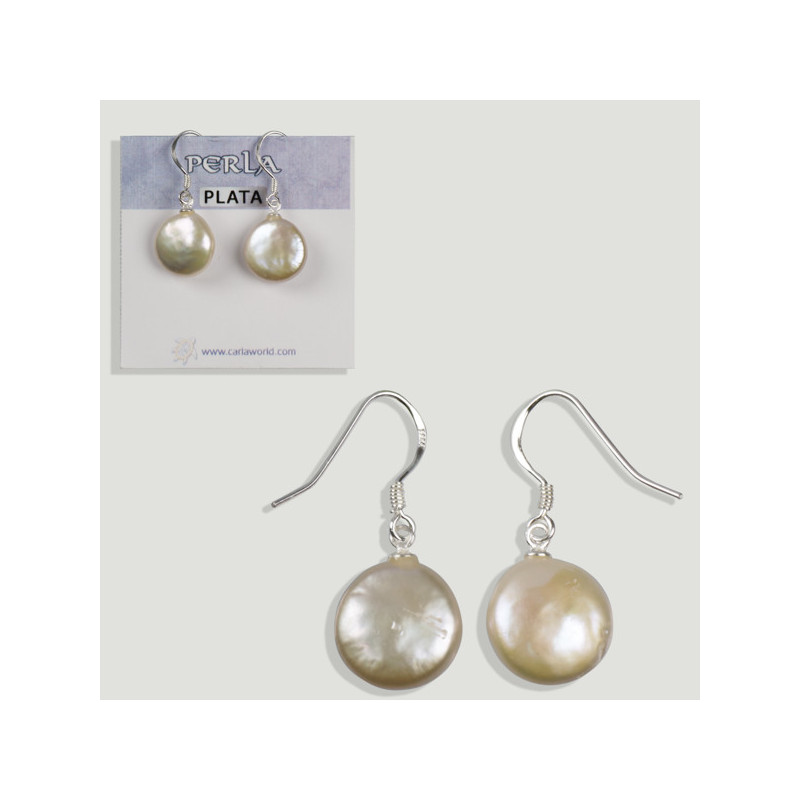 SILVER earring. Pearl button. hippy hook SILVER earring. Pearl button. hippy hook