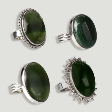 Bague en argent ouvert JADE NÉPHRITE. A partir de 7gr. (PRIX AU GRAMME)