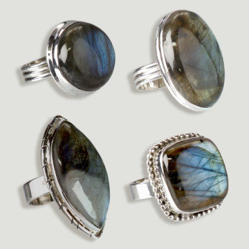 Bague en argent ouvert. Labradorite. A partir de 8gr. (PRIX PAR GRAMME)