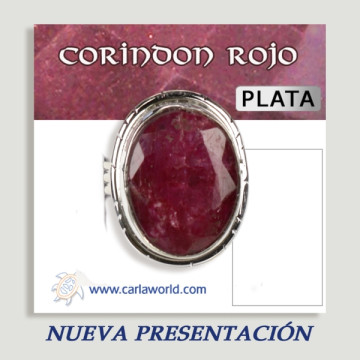 Anillo Plata ajustable . Corindon rojo. Partir 5gr. (PRECIO POR GRAMO)