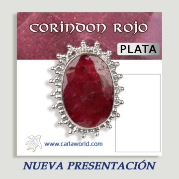 Anillo Plata ajustable . Corindon rojo. Partir 5gr. (PRECIO POR GRAMO)