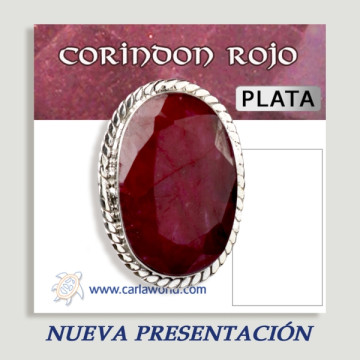 Open Silver ring. Red corundum. From 6 to 10gr. (PRICE PER GRAM)