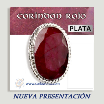 Anillo Plata ajustable . Corindon rojo. Partir 5gr. (PRECIO POR GRAMO)