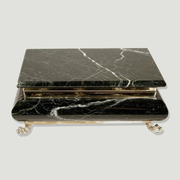 Pakistan Onyx Jewel Box w/metal, Black 18x13cm