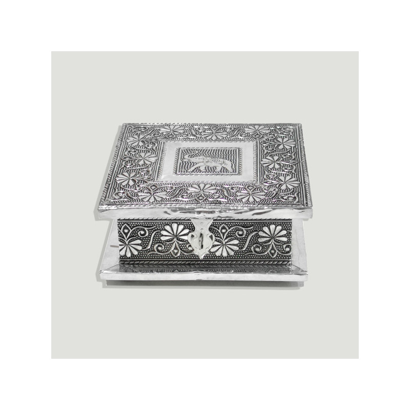 Caja metal cuadrada elefante 15cm Caja metal cuadrada elefante 15cm