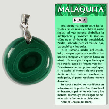 MALAQUITA. Colgante PLATA. Formas surtidas