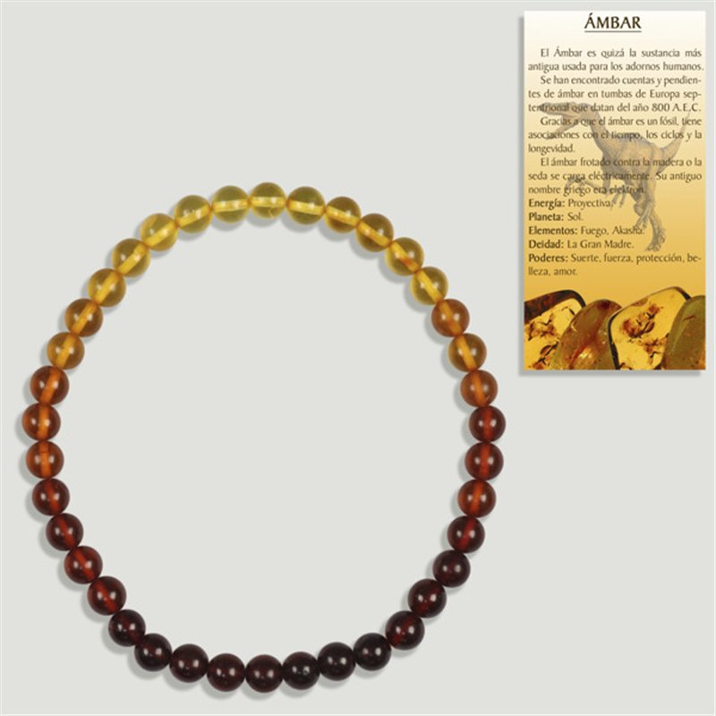 AMBRE. Bracelet élastique. Boule 6 mm AMBRE. Bracelet élastique. Boule 6 mm