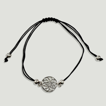 FLOR de la VIDA PLATA. Pulsera ajustable