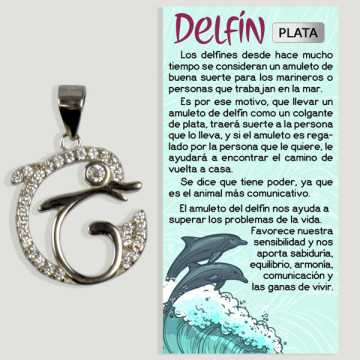 DOLPHIN. SILVER Pendant with Zircons. 15x16mm