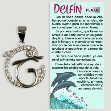 DELFÍN. Colgante PLATA con Circonitas. 15x16 mm