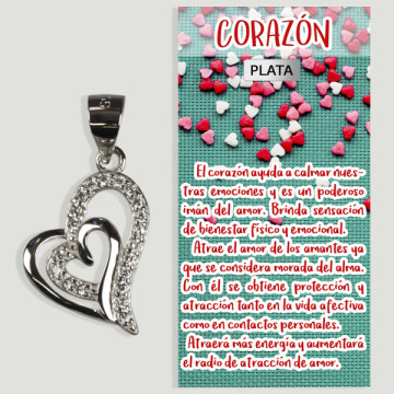 CORAZÓN DOBLE. Colgante PLATA con Circonitas. 14x15 mm