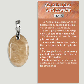 AVENTURINE PÊCHE. Pendentif ARGENT. Formes assorties