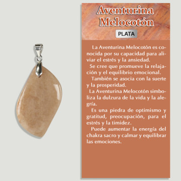 AVENTURINE PÊCHE. Pendentif ARGENT. Formes assorties